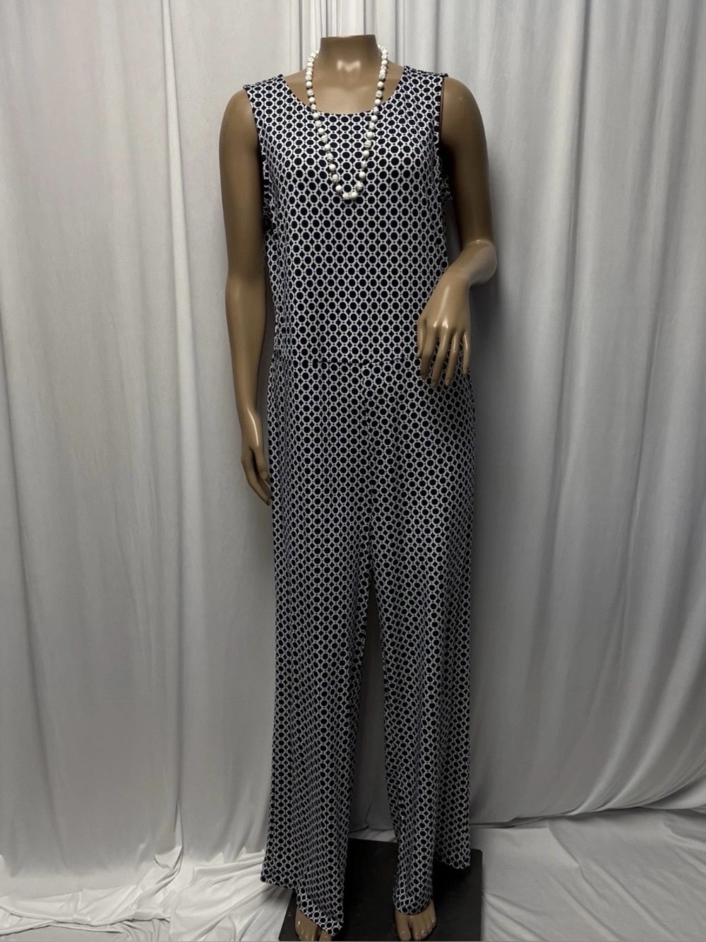 Tacera Navy Blue Circular Keyhole Back Jumper Romper Jumpsuit Size Medium